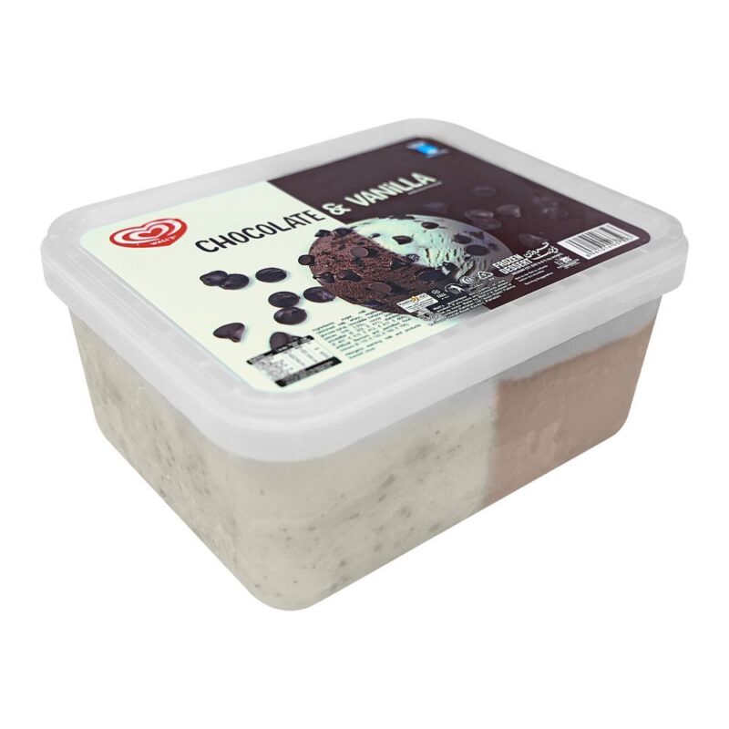 Walls Chocolate & Vanilla Tub, Frozen Dessert, 1400ml