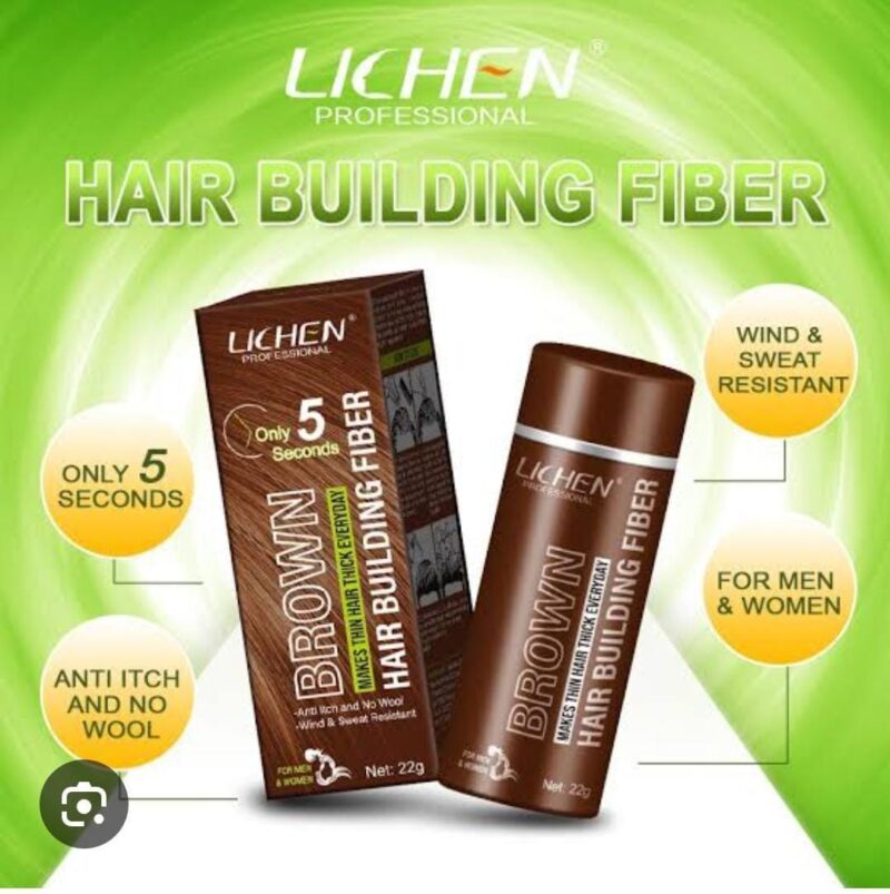 Lichen Hair Building Fibers Brown | Fill In Fine or Thinning Hair | Instantly Thicker, Fuller Looking Hair | for Men & Women